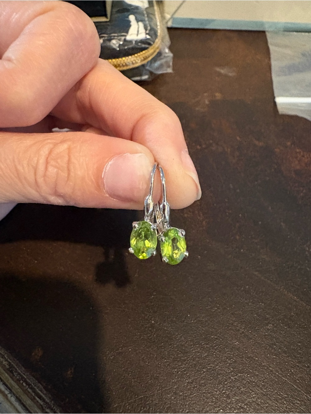 August Silk Emerald cut Peridot earrings- NEW